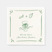 Whimsical Hand getrokken groene boog bruiloft Servet (Voorkant)