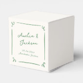 Whimsical Hand getrokken groene bruiloft Bedankdoosjes (Achterkant)