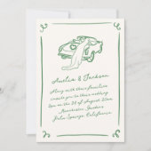 Whimsical Hand getrokken groene bruiloft Kaart (Voorkant)