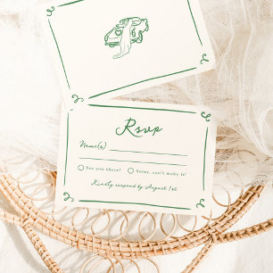 Whimsical Hand getrokken Groene Bruiloft RSVP Kaart