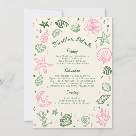 Whimsical Hand getrokken Groene Cocktail Bachelore Kaart (Achterkant)