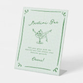 Whimsical Hand getrokken Groene Martini Bar Reclamebord Met Voetstuk (Voorkant)