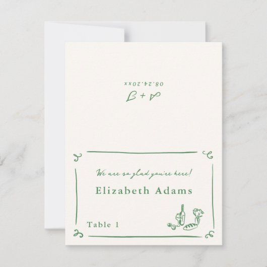 Whimsical Hand getrokken groene plaats kaart (Voorkant)