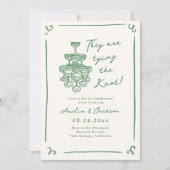 Whimsical Hand getrokken groene verlovingsfeest Kaart (Voorkant)