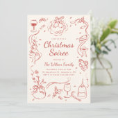 Whimsical Hand Getrokken Kerstfeest Uitnodiging (Staand voorkant)