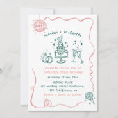 Whimsical Hand getrokken krabbel Wavy Lijst bruilo Kaart (Voorkant)