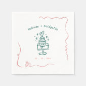 Whimsical Hand getrokken krabbel Wavy Lijst bruilo Servet (Voorkant)