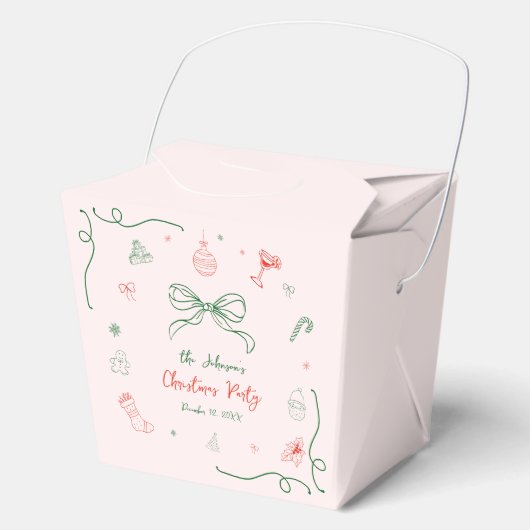 Whimsical Hand getrokken Leuke Franse kerstfeest Bedankdoosjes (Voorkant)