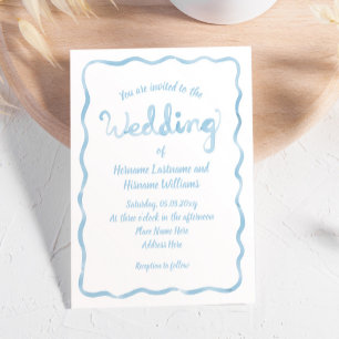 Whimsical Hand getrokken licht blauw Wavy Lijst br Kaart