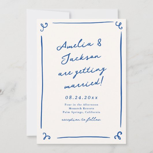 Whimsical Hand getrokken Navy Blue + Details Bruil Kaart (Voorkant)