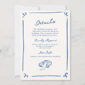 Whimsical Hand getrokken Navy Blue + Details Bruil Kaart (Achterkant)