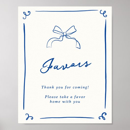 Whimsical Hand getrokken Navy Blue gunsten Poster (Voorkant)