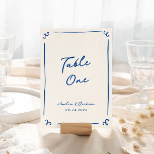 Whimsical Hand getrokken Navy Blue tafel Kaart