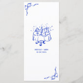Whimsical Hand getrokken Pizza & Wijn Frans Blauw Menu (Achterkant)
