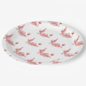 Whimsical Hand getrokken Pizza Wijn Vrijgezellenfe Papieren Bordje (Gekanteld)