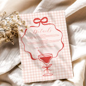 Whimsical Hand getrokken rode boog golvende bruilo Informatiekaartje