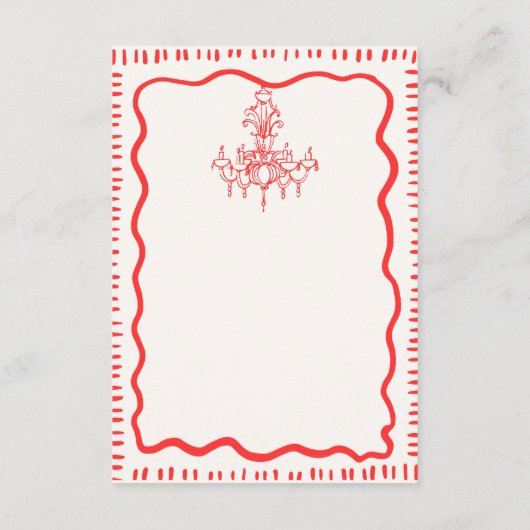 Whimsical Hand getrokken rode boog golvende bruilo Informatiekaartje (Achterkant)