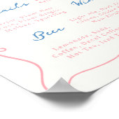 Whimsical Hand getrokken Roze & Blauwe Bar Menu Poster (Hoek)