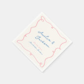 Whimsical Hand Getrokken Roze & Blauwe Bruiloft Servet (Hoek)