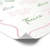 Whimsical Hand Getrokken Roze & Groene Handtekenin Poster (Hoek)