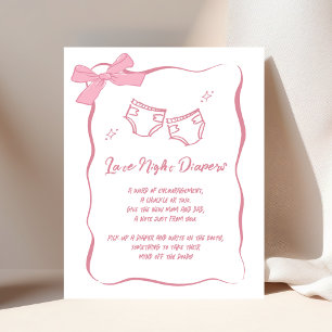 Whimsical Hand getrokken Roze Late Night Luiers te Poster