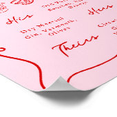 Whimsical Hand Getrokken Roze & Rode Handtekening  Poster (Hoek)