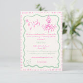 Whimsical Hand getrokken roze strik golvende bruil Informatiekaartje (Staand voorkant)