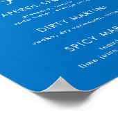 Whimsical Hand getrokken Shell Blauwe Cocktail Bar Poster (Hoek)