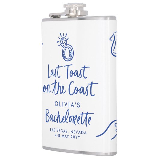 Whimsical hand getrokken toast op de kust heupfles (Links)