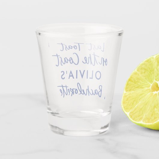 Whimsical hand getrokken toast op de kust shot glas (Achterkant)