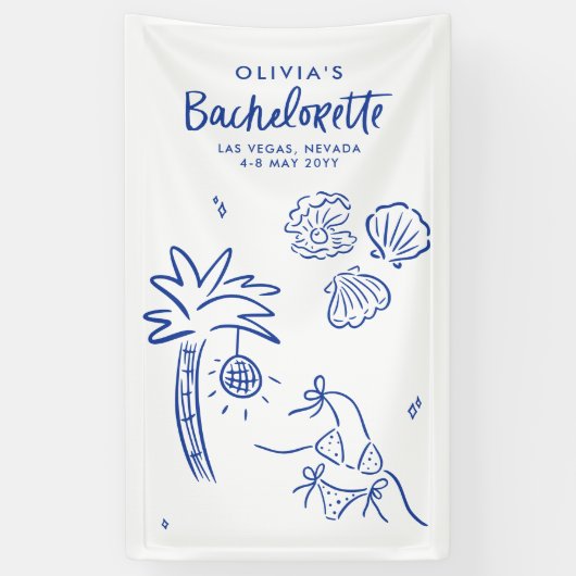 Whimsical hand getrokken toast op de kust spandoek (Verticaal)