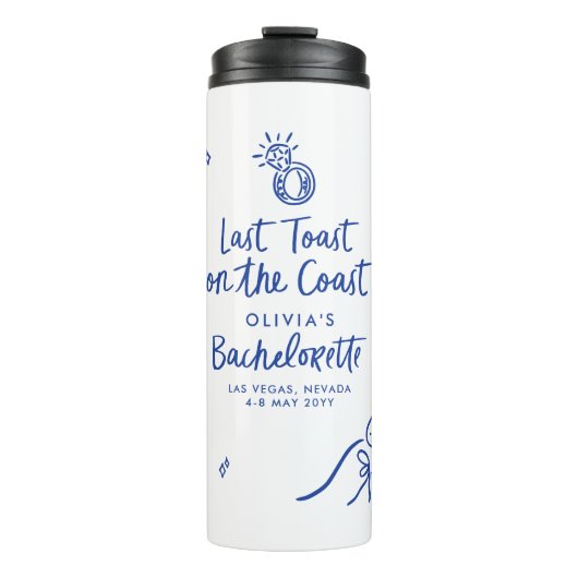 Whimsical hand getrokken toast op de kust thermosbeker (Voorkant)