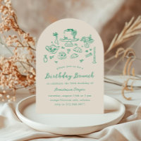 Whimsical Hand getrokken Verjaardag Brunch Tea Par