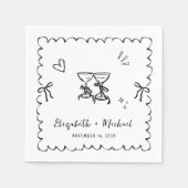 Whimsical Hand getrokken Wavy Lijst bruiloft Servet (Voorkant)
