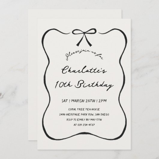 Whimsical Hand Getrokken Zwarte Boog Verjaardag Ui Kaart (Voorkant / Achterkant)