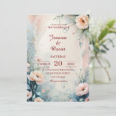 Whimsical Hand-Painted Floral Border Wedding Kaart (Staand voorkant)