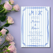 Whimsical Handgeschreven Blauw Franse bruiloft Kaart