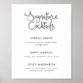 Whimsical Handgeschreven Cocktail Menu Poster (Voorkant)