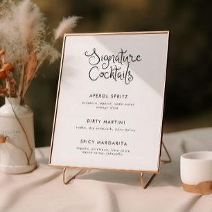 Whimsical Handgeschreven Cocktail Menu Poster