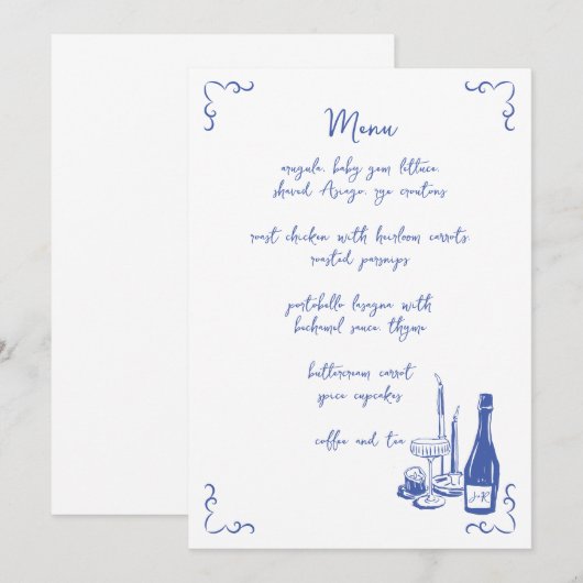 Whimsical Handgeschreven Geïllustreerd Bruiloft Me Kaart (Voorkant / Achterkant)