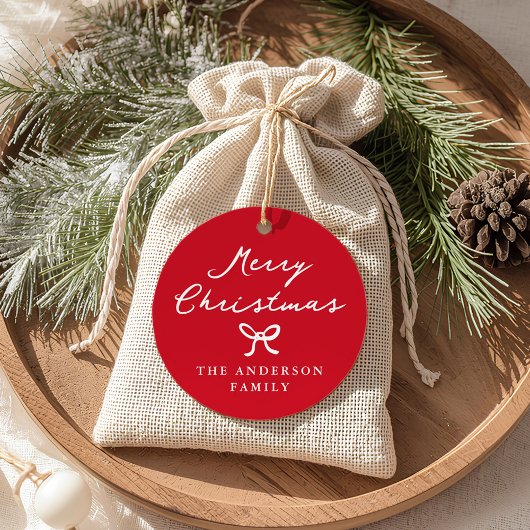 Whimsical Handgetekend Lint Kerstcadeautag Bedankjes Labels