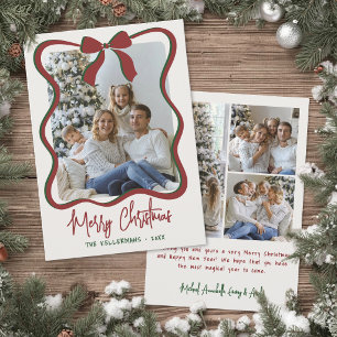 Whimsical Handgetekende Foto Prettig Kerstfeest Feestdagenkaart