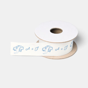 Whimsical Handgetekende Trouw Navyblauw Lint