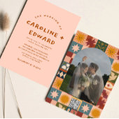 Whimsical handgetrokken Bold kleurrijke bruiloft Kaart