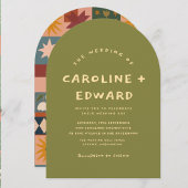 Whimsical handgetrokken Bold kleurrijke bruiloft Kaart