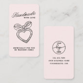 Whimsical Handmade with Love Script Heart Bow Visitekaartje (Voorkant / Achterkant)