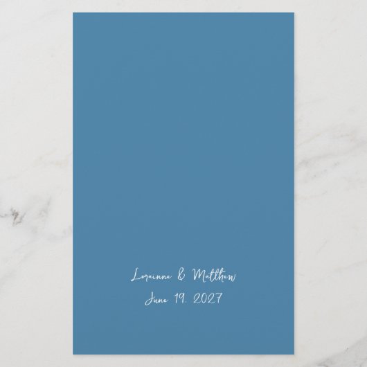 Whimsical Handschrift Script Blauw Casual Bruiloft (Achterkant)