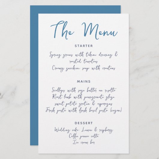 Whimsical Handschrift Script Blauw Casual Bruiloft (Voorkant / Achterkant)