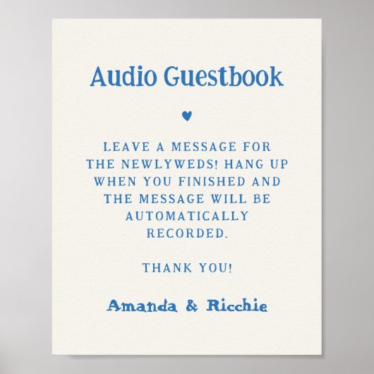 Whimsical Handwriting Audio Guestbook Trouwbord Poster (Voorkant)