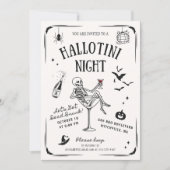 Whimsical Handwritten Skeleton Martini Halloween  Kaart (Voorkant)